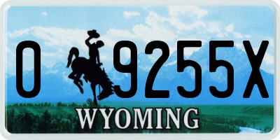 WY license plate 09255X