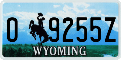 WY license plate 09255Z