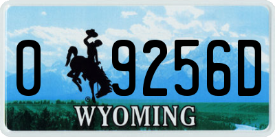 WY license plate 09256D