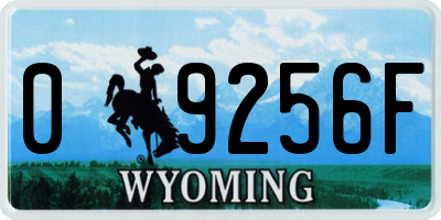 WY license plate 09256F
