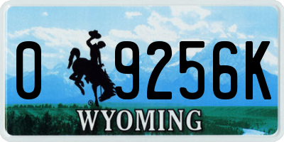 WY license plate 09256K