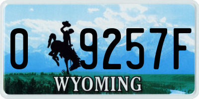 WY license plate 09257F