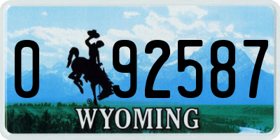 WY license plate 092587