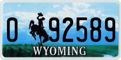 WY license plate 092589