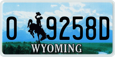 WY license plate 09258D