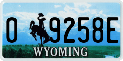 WY license plate 09258E