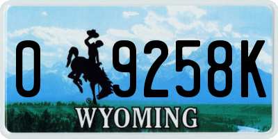 WY license plate 09258K