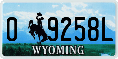 WY license plate 09258L