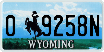 WY license plate 09258N