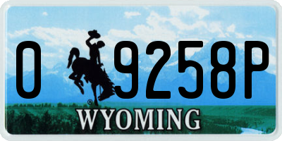 WY license plate 09258P