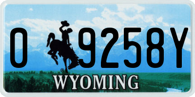 WY license plate 09258Y
