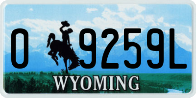 WY license plate 09259L