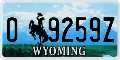 WY license plate 09259Z