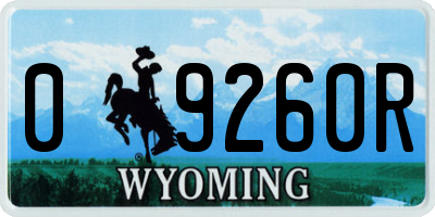 WY license plate 09260R