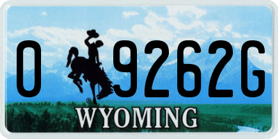 WY license plate 09262G