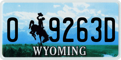 WY license plate 09263D