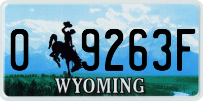 WY license plate 09263F