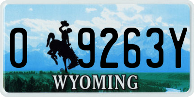 WY license plate 09263Y