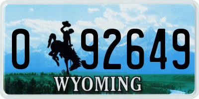 WY license plate 092649