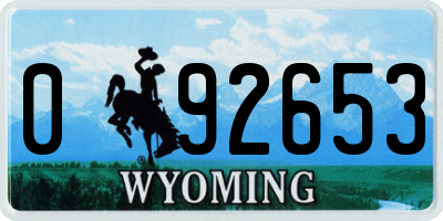 WY license plate 092653