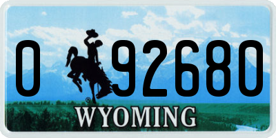 WY license plate 092680