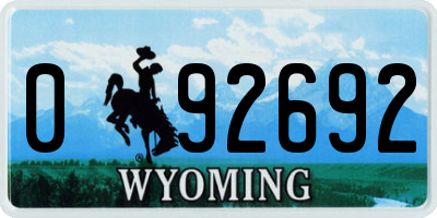 WY license plate 092692