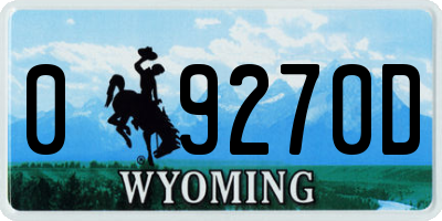WY license plate 09270D