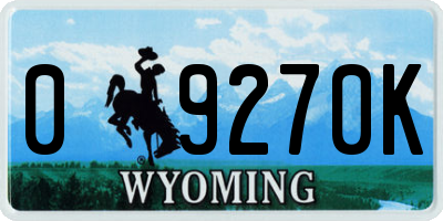 WY license plate 09270K