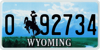 WY license plate 092734