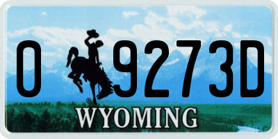 WY license plate 09273D
