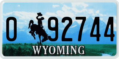 WY license plate 092744