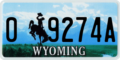 WY license plate 09274A