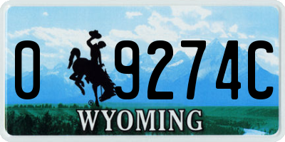 WY license plate 09274C