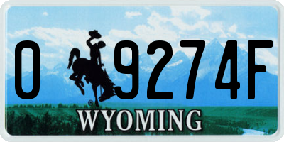 WY license plate 09274F