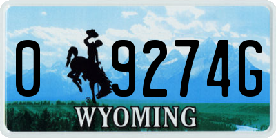 WY license plate 09274G