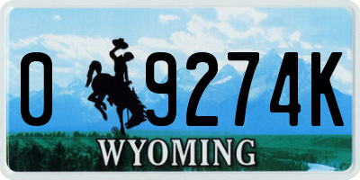 WY license plate 09274K
