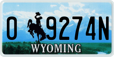 WY license plate 09274N