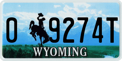 WY license plate 09274T
