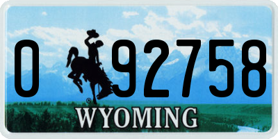 WY license plate 092758