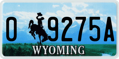 WY license plate 09275A