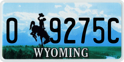 WY license plate 09275C