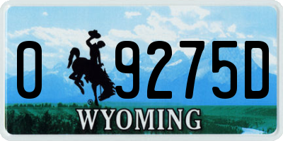 WY license plate 09275D
