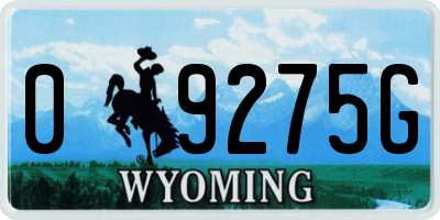 WY license plate 09275G