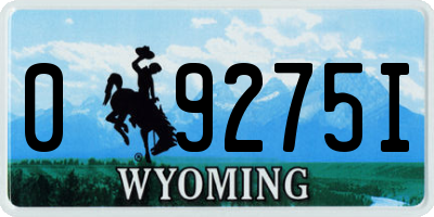 WY license plate 09275I