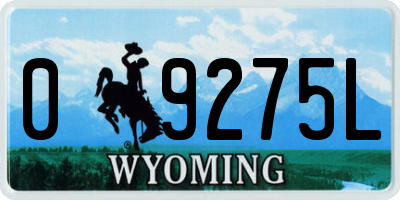WY license plate 09275L