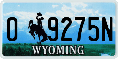 WY license plate 09275N