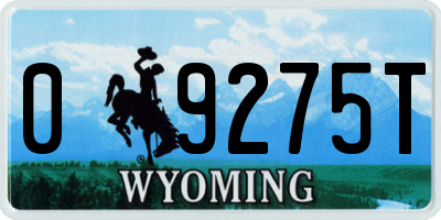 WY license plate 09275T