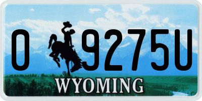 WY license plate 09275U
