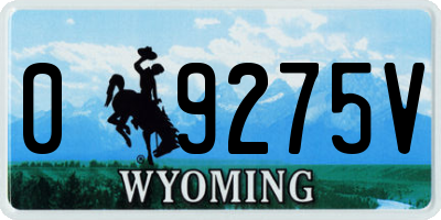 WY license plate 09275V