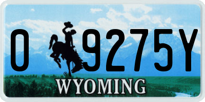 WY license plate 09275Y